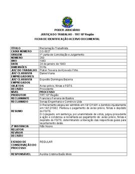 Ficha de Identificação do Acervo Documental