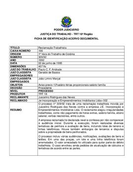Ficha de Identificação do Acervo Documental