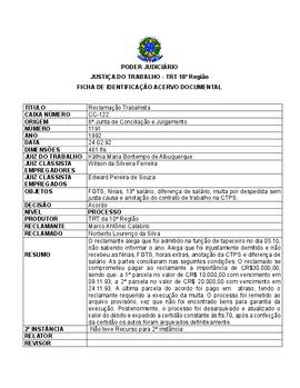 Ficha de Identificação do Acervo Documental