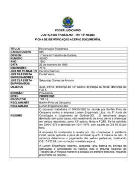 Ficha de Identificação do Acervo Documental