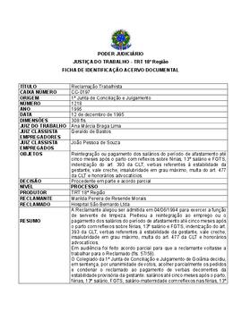 Ficha de Identificação do Acervo Documental