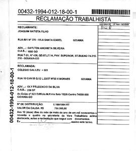 Reclamação Trabalhista 432/1994