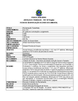 Ficha de Identificação do Acervo Documental