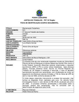 Ficha de Identificação do Acervo Documental