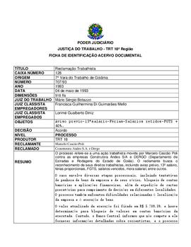 Ficha de Identificação do Acervo Documental