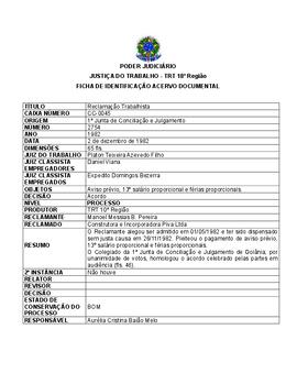 Ficha de Identificação do Acervo Documental