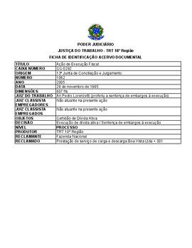 Ficha de Identificação do Acervo Documental