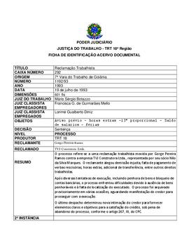 Ficha de Identificação do Acervo Documental