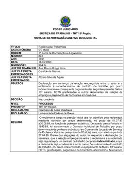 Ficha de Identificação do Acervo Documental