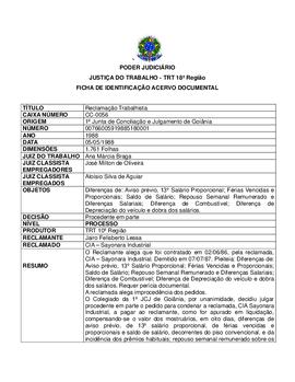 Ficha de Identificação do Acervo Documental