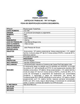 Ficha de Identificação do Acervo Documental